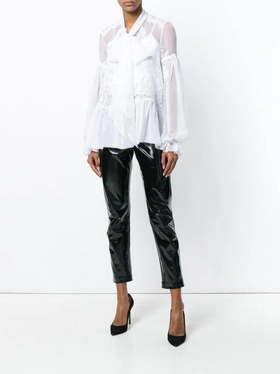 Shop Givenchy Lace-embroidered Flared Blouse In White