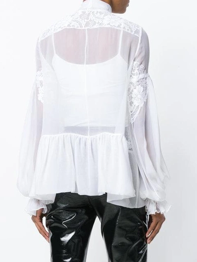 Shop Givenchy Lace-embroidered Flared Blouse In White