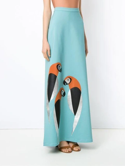 Shop Adriana Degreas Printed Maxi Skirt In Blue