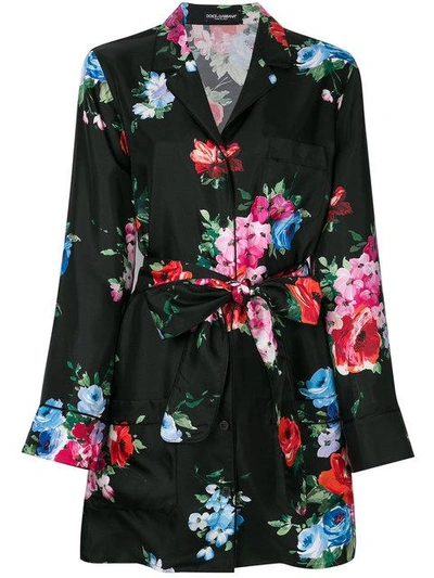 Shop Dolce & Gabbana Floral Print Shirt In Black