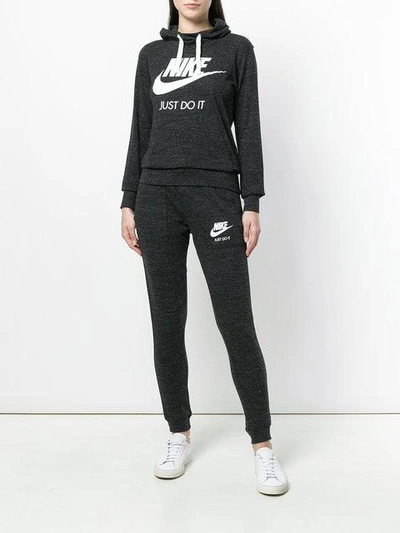 Shop Nike Logo Print Track Pants - Grey