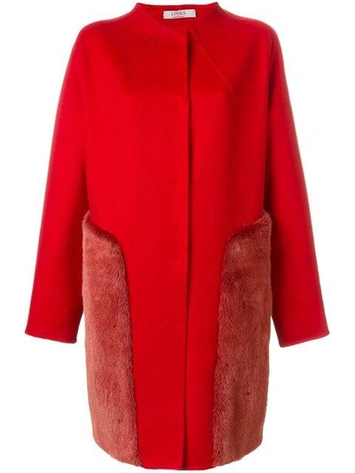 Shop Liska Cashmere Pocket Detail Coat - Red