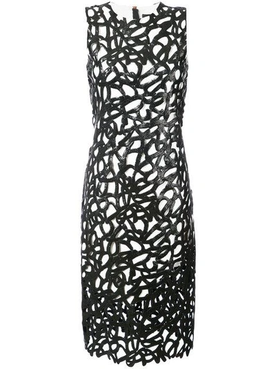 Shop Proenza Schouler Lacquered Lace Sleeveless Dress In Black/white