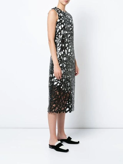 Shop Proenza Schouler Lacquered Lace Sleeveless Dress In Black/white