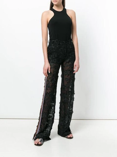 Shop Ainea Embroidered Flared Trousers In Black