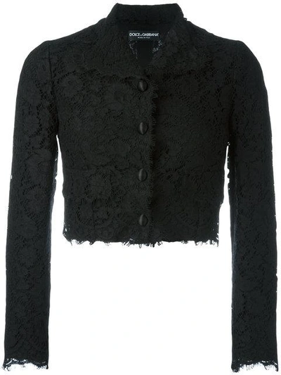 Shop Dolce & Gabbana Cropped Lace Jacket In Black