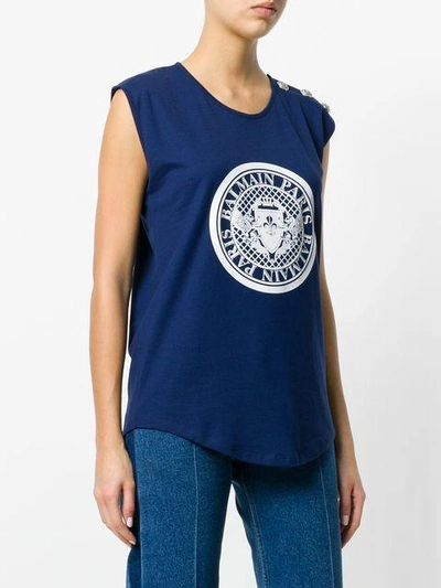 Shop Balmain Printed T-shirt - Blue