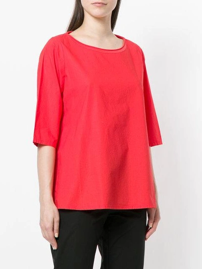 Shop Labo Art Cropped Sleeves Blouse In Red