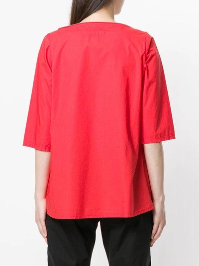 Shop Labo Art Cropped Sleeves Blouse In Red