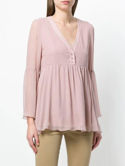 Shop Hemisphere V-neck Button Blouse - Pink