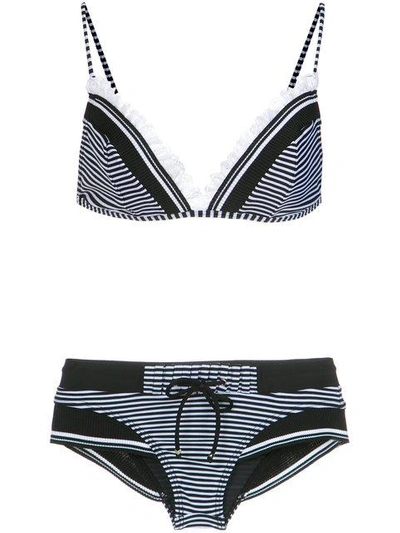 Shop Amir Slama Ribbed Trim Bikini Set In Black