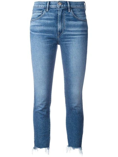 Shop 3x1 Frayed Trim Cropped Jeans In Blue