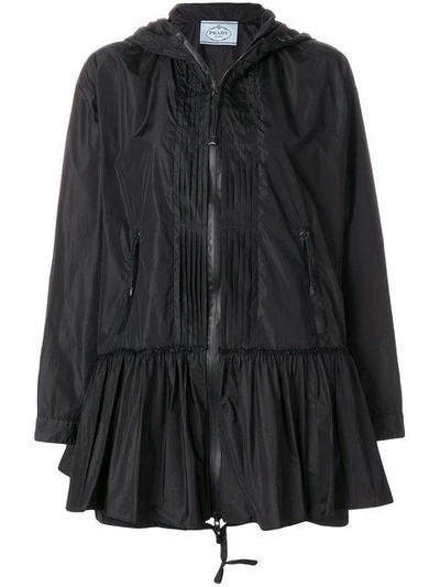 Shop Prada Pleated Flare Jacket - Schwarz In Black