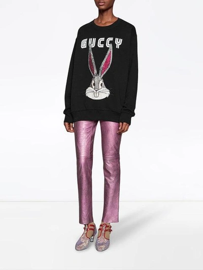 Shop Gucci Bugs Bunny Cotton Sweatshirt In Black