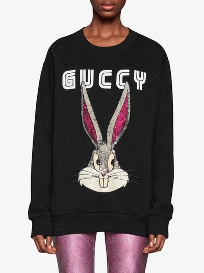 Shop Gucci Bugs Bunny Cotton Sweatshirt In Black