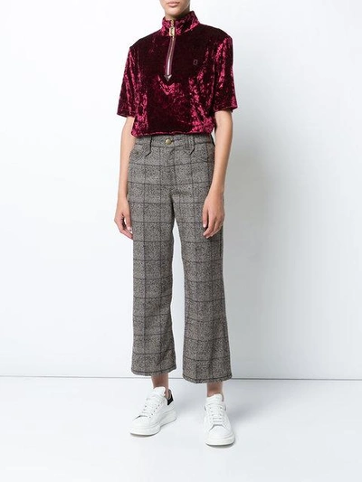Shop Marc Jacobs Creased Cropped Plaid Pants In Brown