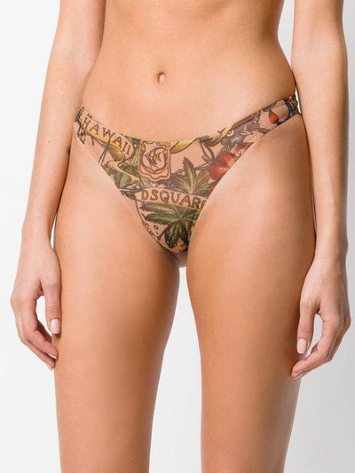 Shop Dsquared2 Tattoo Bikini Thong - Multicolour