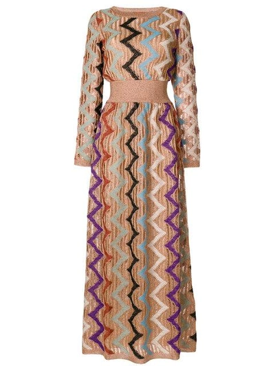 Shop Missoni Glitter Patterned Knit Dress - Multicolour