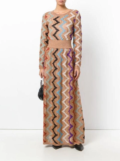Shop Missoni Glitter Patterned Knit Dress - Multicolour