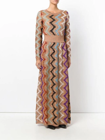 Shop Missoni Glitter Patterned Knit Dress - Multicolour