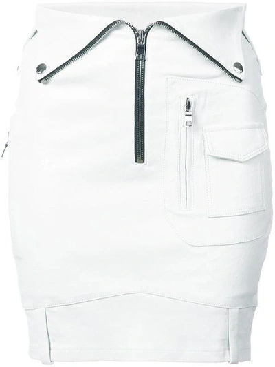 Shop Rta Fold Over Leather Mini Skirt In White