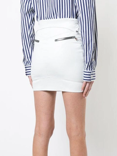 Shop Rta Fold Over Leather Mini Skirt In White