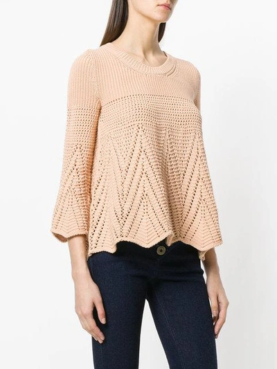 Shop Chloé Crochet-knit Sweater - Neutrals In Nude & Neutrals