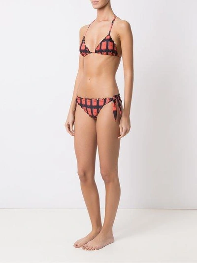 Shop Amir Slama Ruffled Triangle Bikini Set In Black