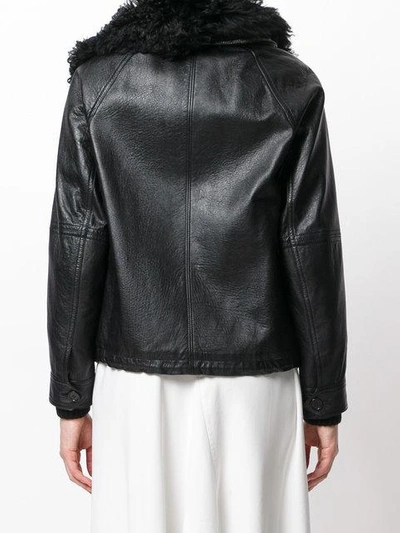 Shop Saint Laurent Fur-trim Jacket In Black
