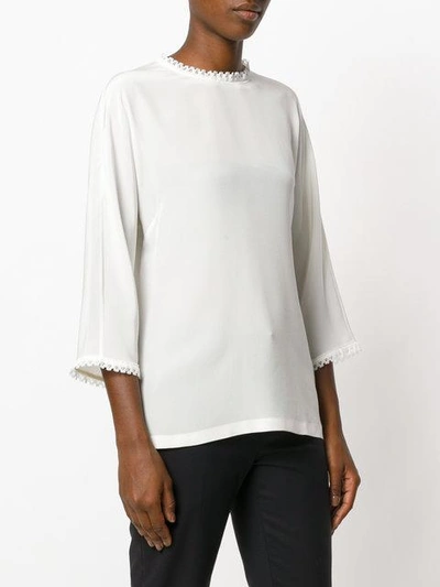 Shop Dolce & Gabbana Scalloped Trim Top In Neutrals