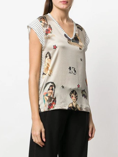 Shop Shirtaporter Contrast Print Blouse - Nude & Neutrals