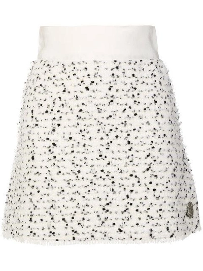 Shop Moncler Speckled Mini Skirt In White