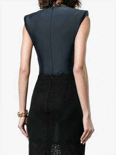 Shop Versace Sleeveless Fitted Body Suit In Black