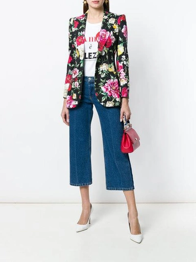 Shop Dolce & Gabbana Floral Print Blazer In Black