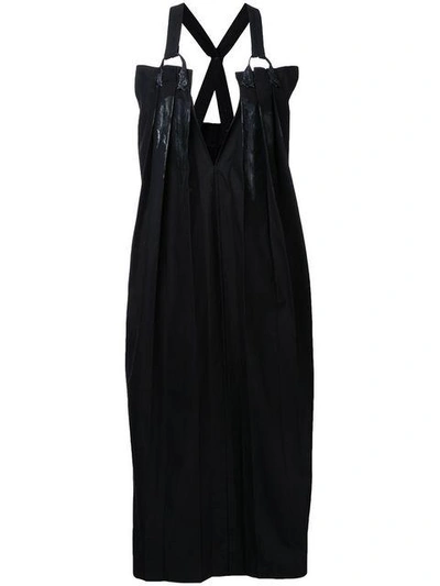 Shop Yohji Yamamoto Pleats Jersey Dress - Black