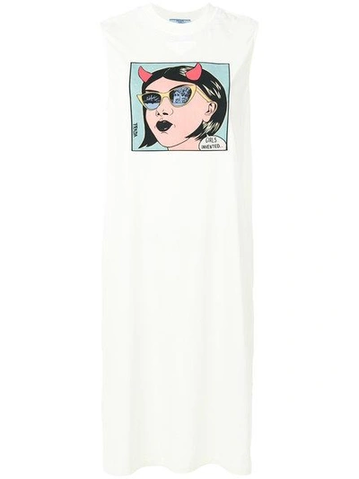 Shop Prada Comic Motif Jersey Dress