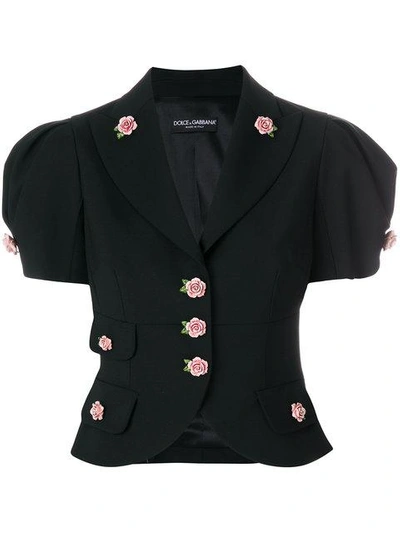 rose embellished cropped jacket