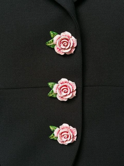 Shop Dolce & Gabbana Rose Embellished Cropped Jacket In Black