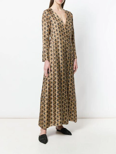 Shop Daniela Pancheri Printed Wrap Dress - Brown