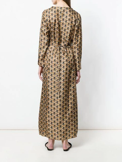 Shop Daniela Pancheri Printed Wrap Dress - Brown