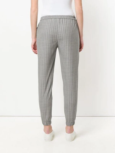Shop Eleventy Striped Elasticated Waist Trousers In Grey