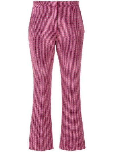 Shop Msgm Cropped Patterned Trousers - Pink