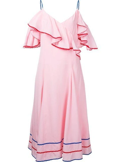 Shop Anna October Ruffled Cold Shoulder Dress - Pink