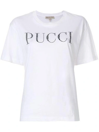 Shop Emilio Pucci Crystal-embellished Logo T-shirt