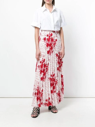 Shop Ermanno Scervino Floral Pleated Skirt - White