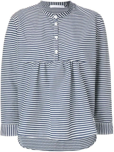 Shop Peter Jensen Collarless Striped Shirt