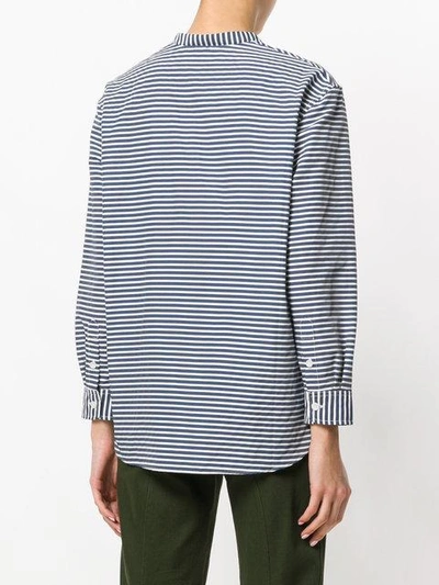 Shop Peter Jensen Collarless Striped Shirt