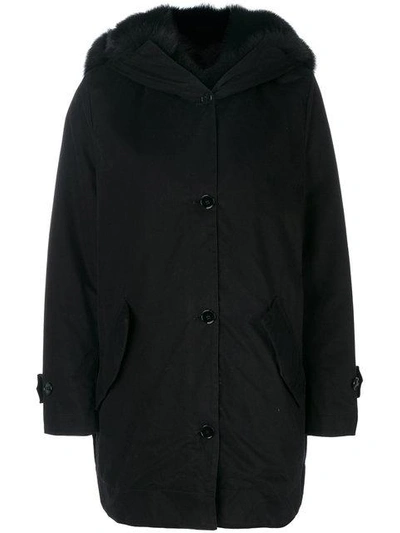 Shop Ermanno Scervino Fur-lined Coat In Black