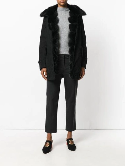 Shop Ermanno Scervino Fur-lined Coat In Black