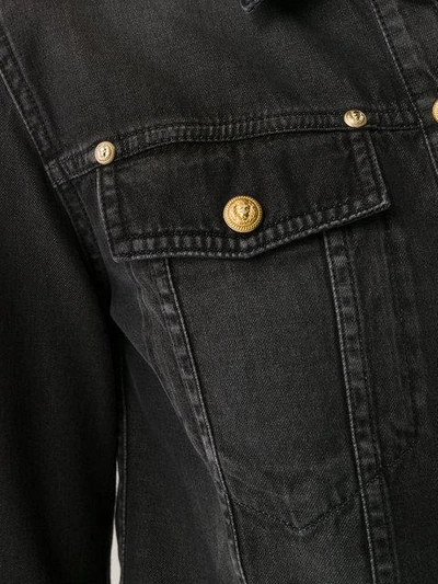 Shop Balmain Button-embellished Denim Shirt